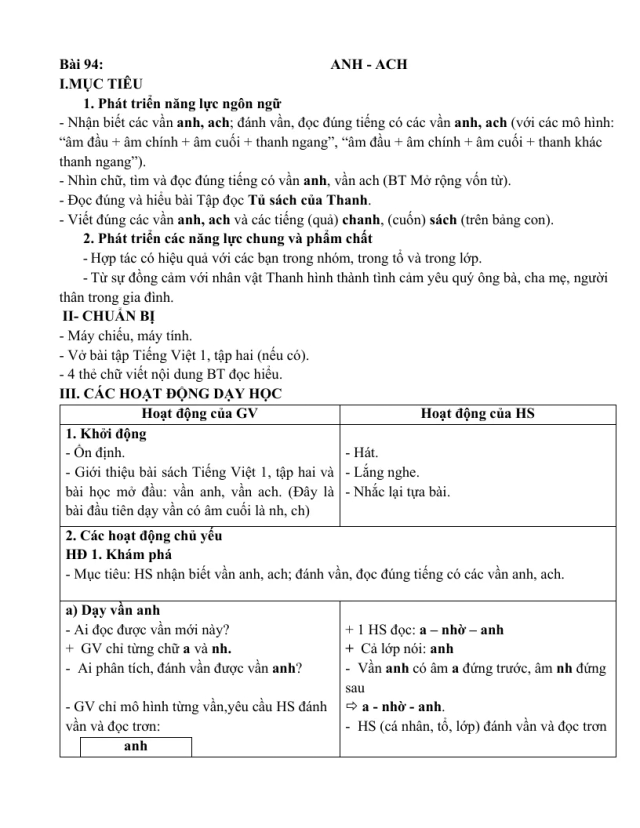 Giáo Án Tiếng Việt 1 Sách Học Kỳ 2 - Thumbnail