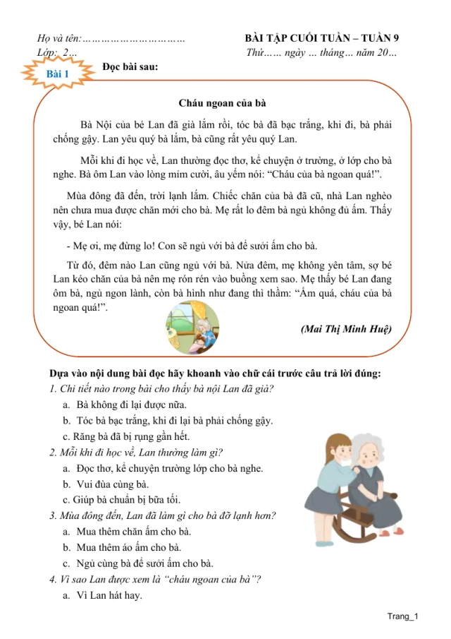 Phiếu Cuối Tuần Tiếng Việt 2 Tuần 9 - Thumbnail