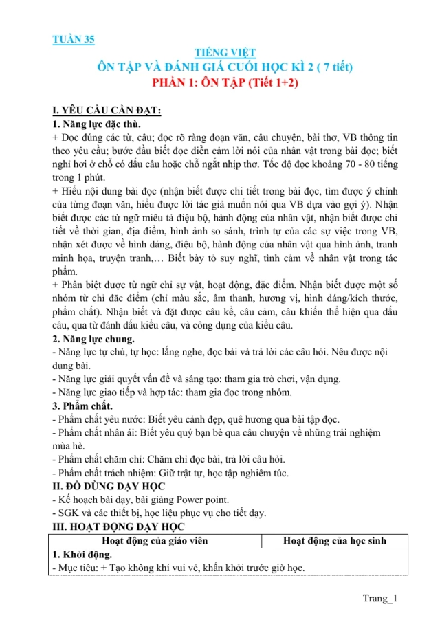 Giáo Án Tiếng Việt 3 Tuần 35 - Thumbnail