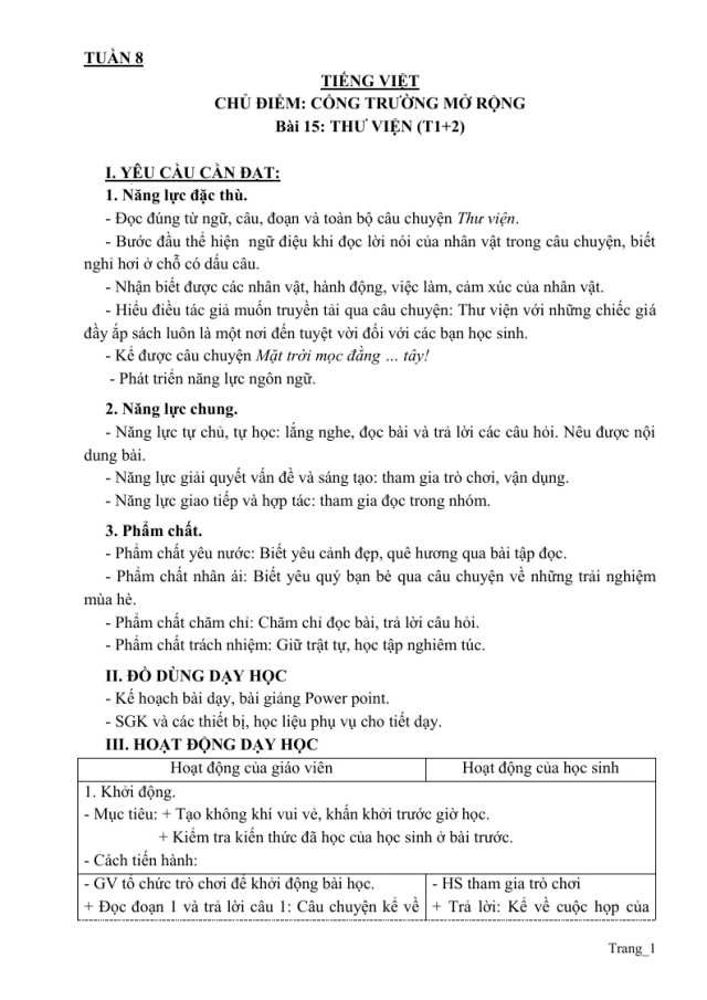 Giáo Án Tiếng Việt 3 Tuần 8 - Thumbnail