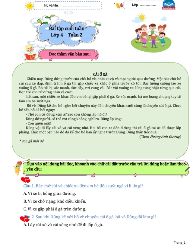 Bài Tập Cuối Tuần Tiếng Việt 4 Tuần 2 - Thumbnail