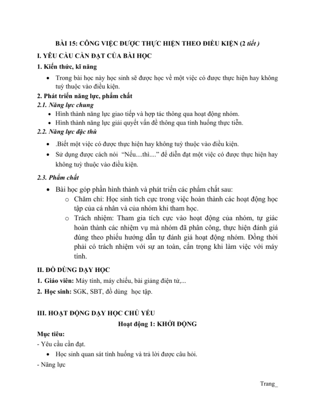 Giáo Án Tin Lớp 3 KNTT Bài 15 Công Việc Được Thực Hiện Theo Điều Kiện - Thumbnail