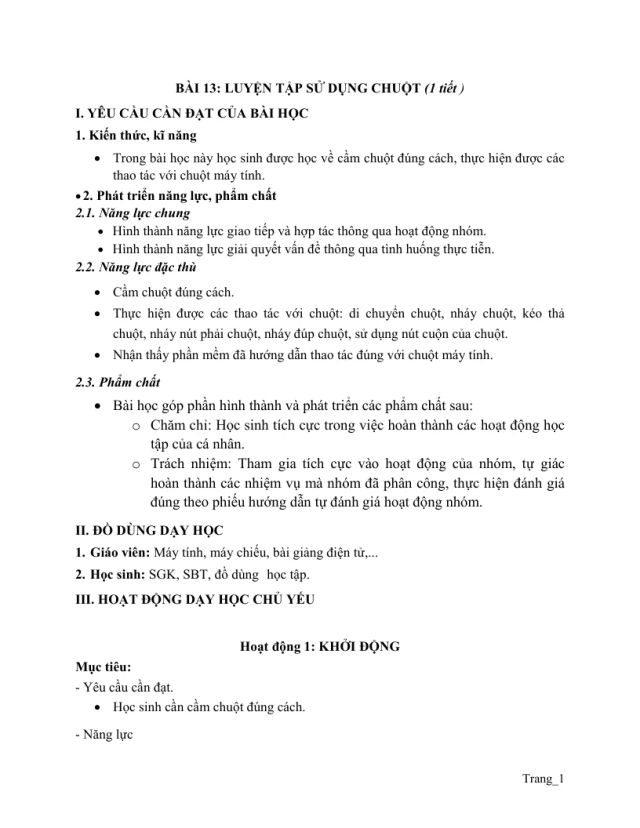 Giáo Án Tin Lớp 3 KNTT Bài 13 Luyện Tập Sử Dụng Chuột - Thumbnail