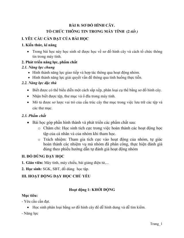 Giáo Án Tin Lớp 3 KNTT Bài 8 Sơ Đồ Hình Cây - Tổ Chức Thông Tin Trong Máy Tính - Thumbnail