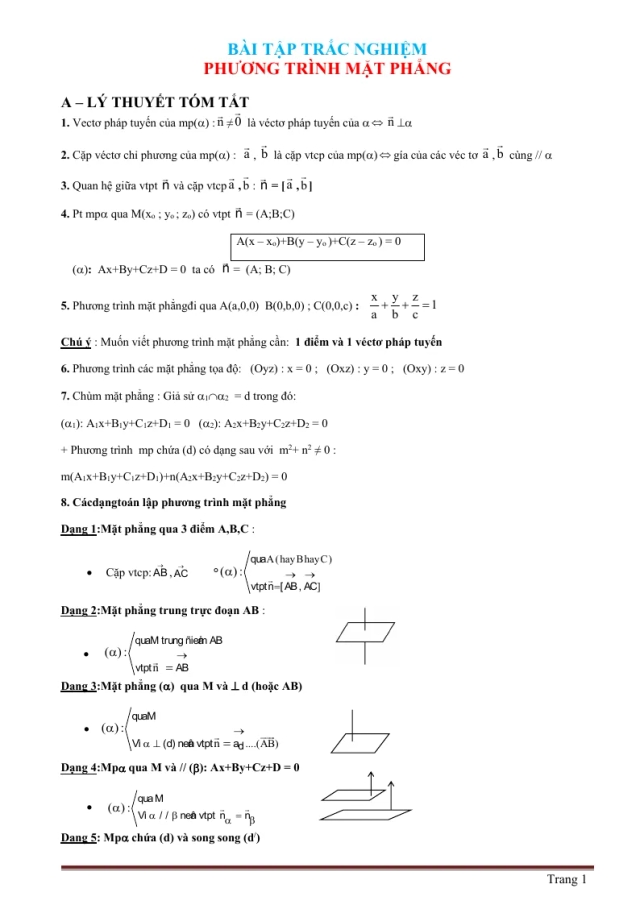 90 Câu Trắc Nghiệm Phương Trình Mặt Phẳng Có Đáp Án File Word - Thumbnail