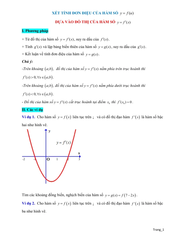 Cách Xét Tính Đơn Điệu Của Hàm Số y=f(u) Dựa Đồ Thị Hàm Số y=f'(x) - Thumbnail