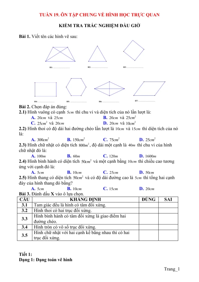 Bài Tập Toán 6 Bộ Kết Nối Tuần 19 Ôn Tập Chung Về Hình Học Trực Quan - Thumbnail