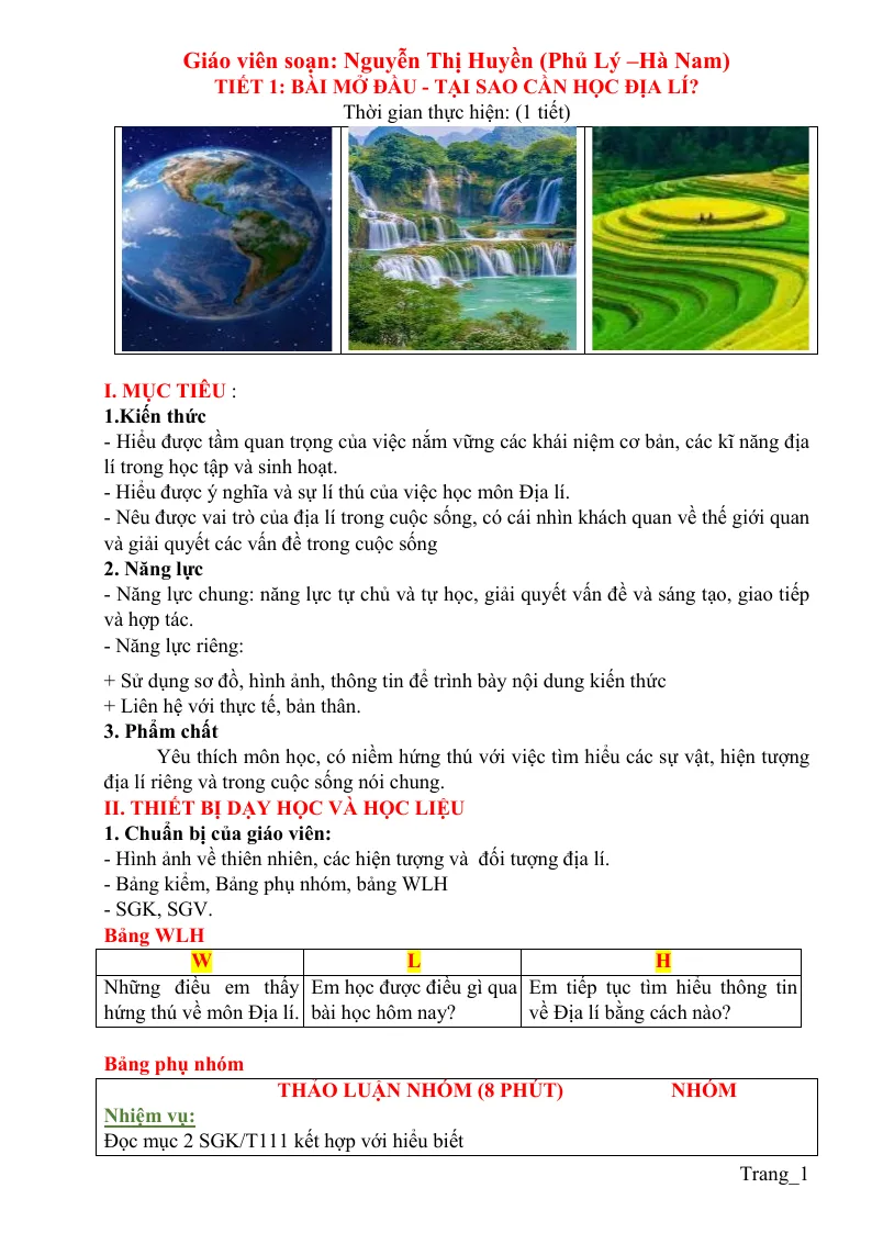 Giáo Án Địa 6 Cả Năm Rất Hay - Bộ 2