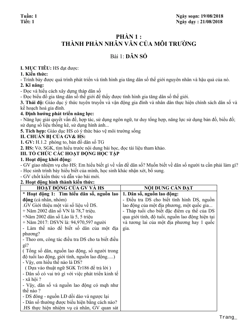 Giáo Án Địa Lí 7 Cả Năm Phát Triển Năng Lực Theo Phương Pháp Mới