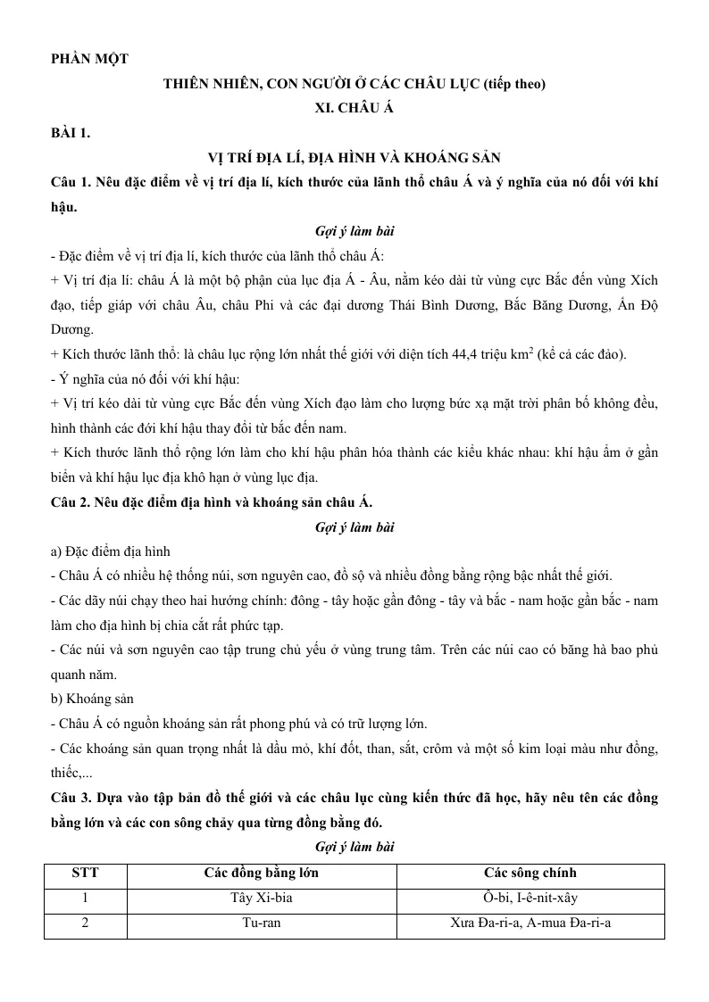 365 Câu Hỏi Bồi Dưỡng HSG Địa Lí 8 Có Đáp Án Theo Từng Bài Học