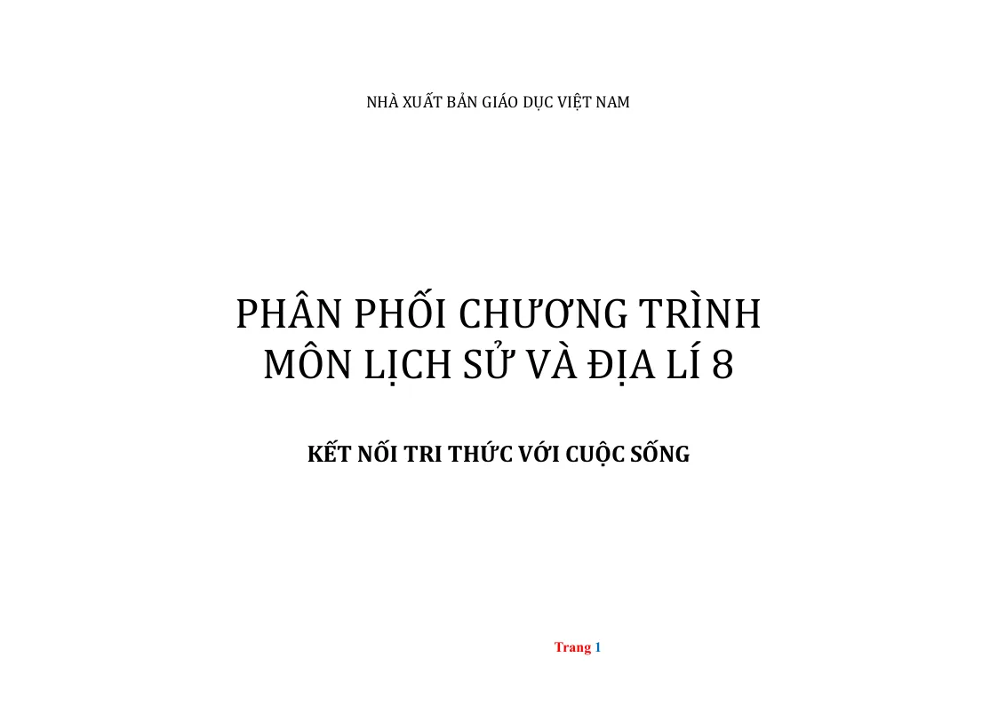 Phân Phối Chương Trình Lịch Sử Và Địa Lí 8