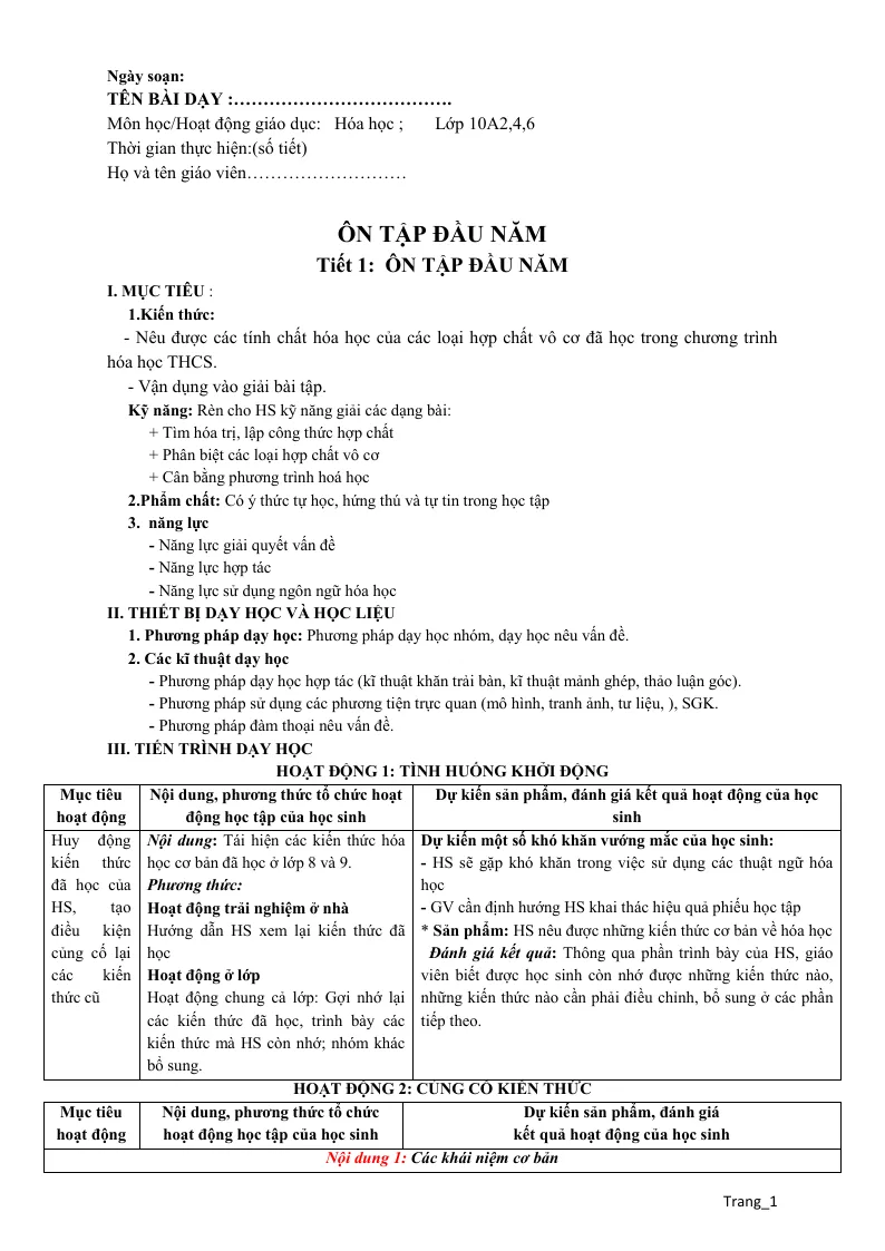 Giáo Án Hóa 10 Theo Công Văn 5512 Cả Năm