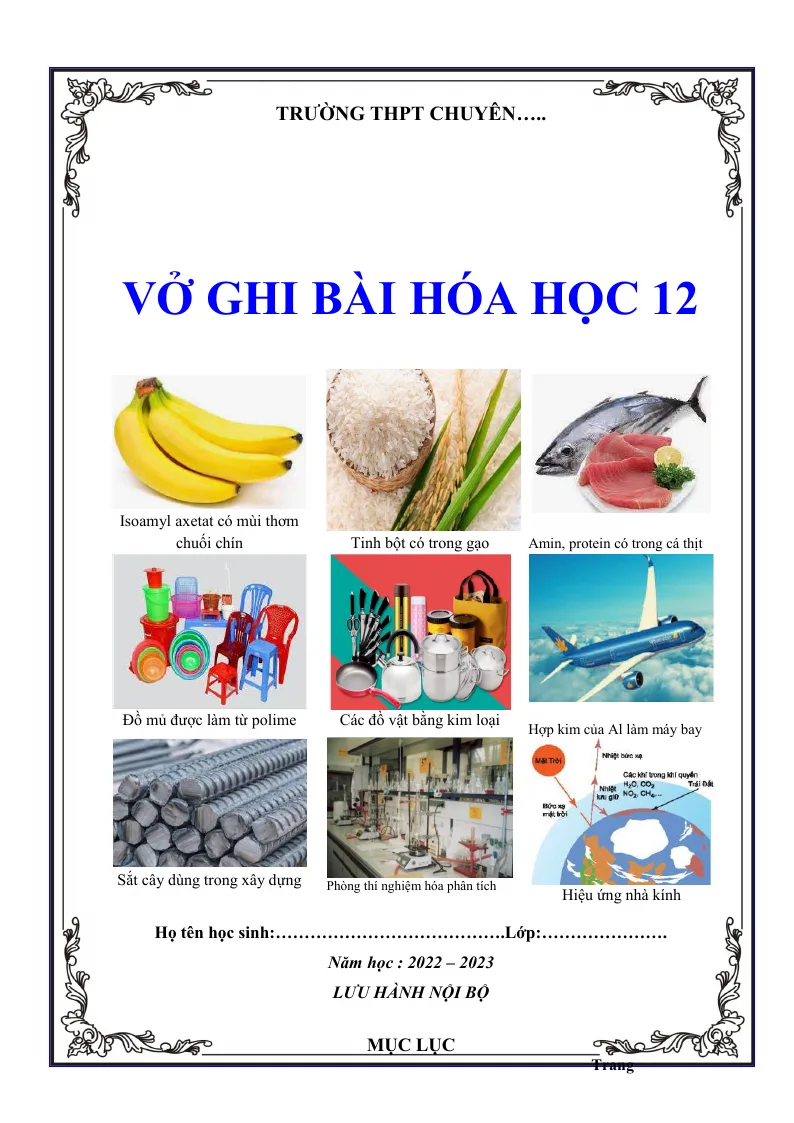 Vở Ghi Bài Tập Hóa Lớp 12 Năm 2022 - 2023