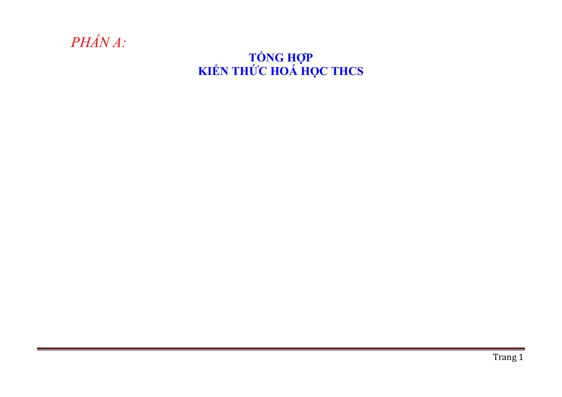 Các Chuyên Đề Bồi Dưỡng Học Sinh Giỏi Hóa Học THCS