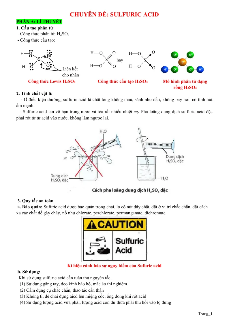 Chuyên Đề Sulfuric Acid Bồi Dưỡng HSG Hóa 8