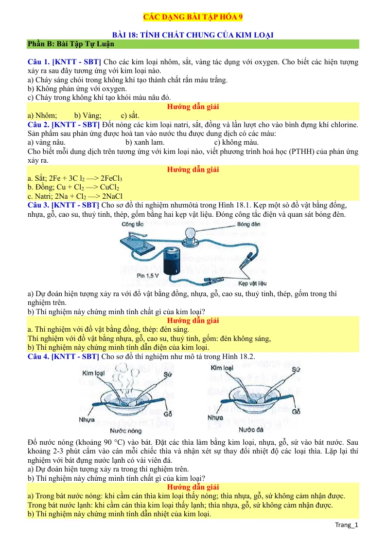 Các Dạng Bài Tập Hóa 9 Theo Từng Bài Học