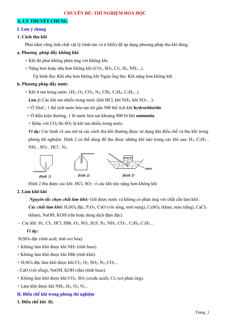 Chuyên Đề Thí Nghiệm Hoá Học Bồi Dưỡng HSG Hóa 9