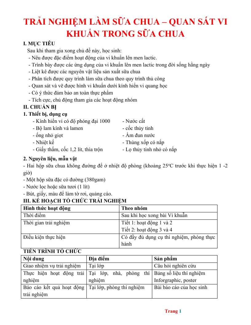 Giáo Án Trải Nghiệm Môn KHTN Sách
