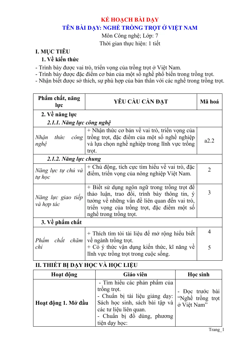 Giáo Án Môn Công Nghệ Lớp 7 Cả Năm