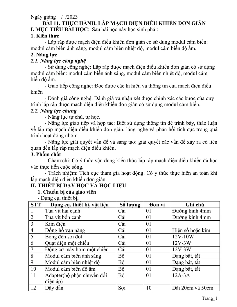 Giáo Án Công Nghệ 8 Học Kỳ 2 Phương Pháp Mới