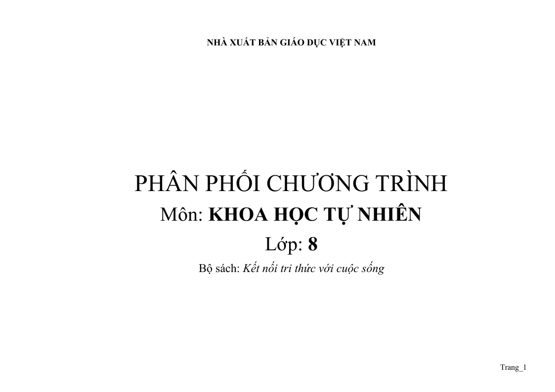 Phân Phối Chương Trình Khoa Học Tự Nhiên 8