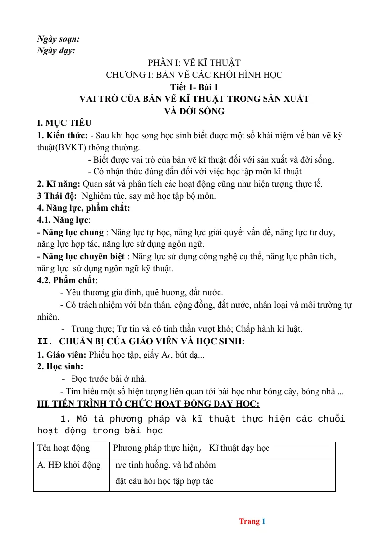 Giáo Án Công Nghệ Lớp 8 Cả Năm Theo Công Văn 5512