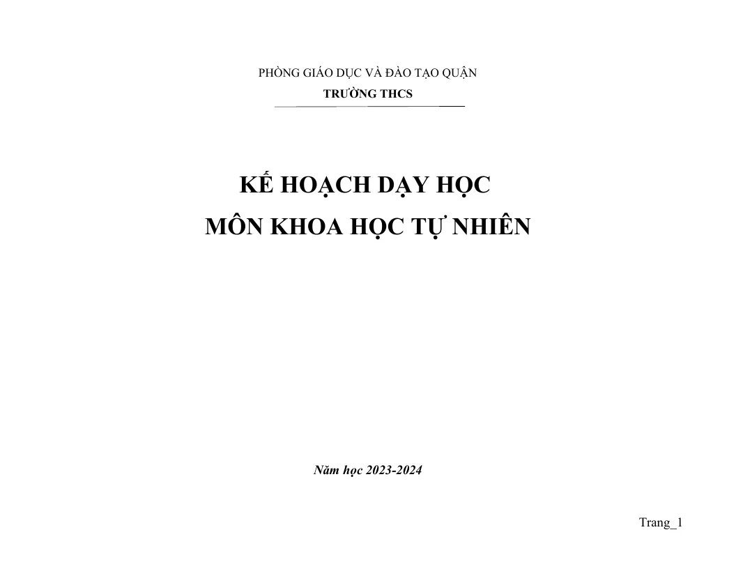 Kế Hoạch Giáo Dục Khoa Học Tự Nhiên 8