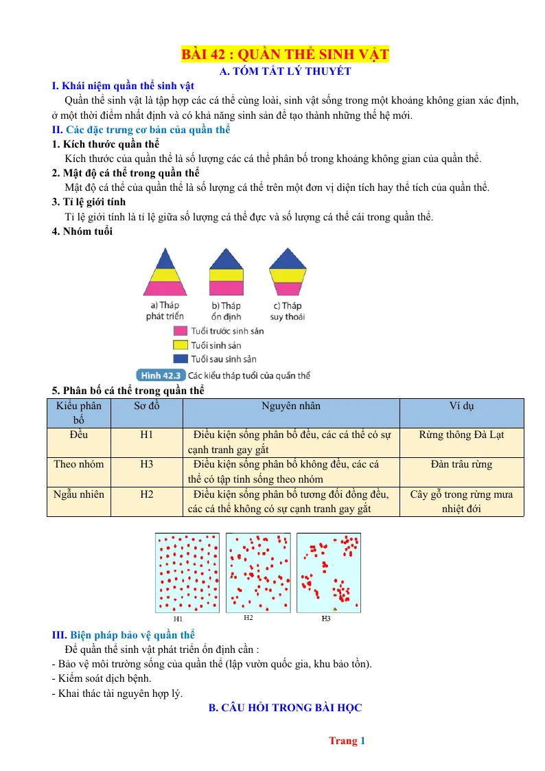 Chuyên Đề KHTN 8 Bài 42 Quần Thể Sinh Vật
