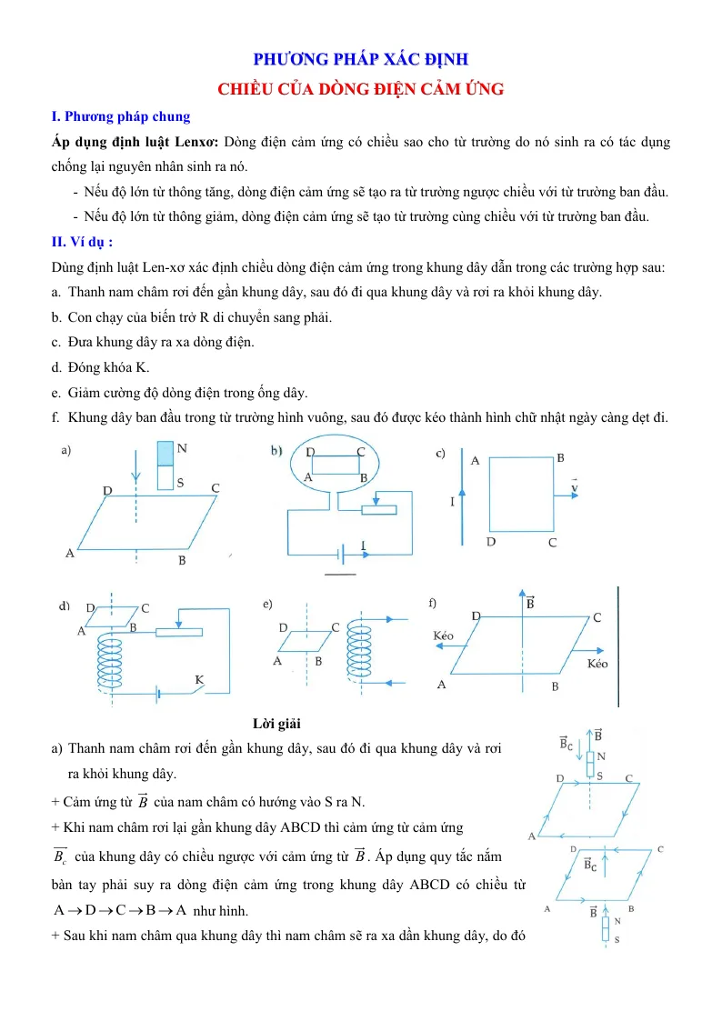 Phương Pháp Xác Định Chiều Của Dòng Điện Cảm Ứng