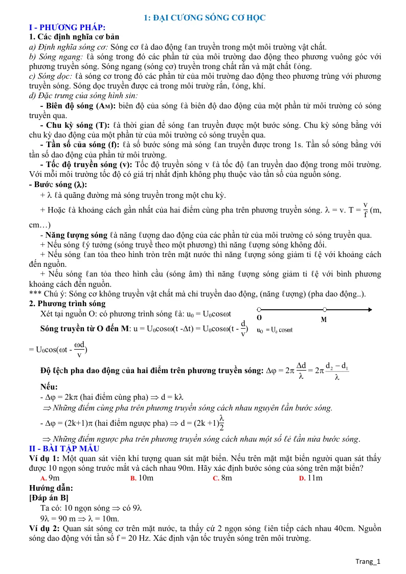 Phương Pháp Giải Toán Đại Cương Sóng Cơ Học