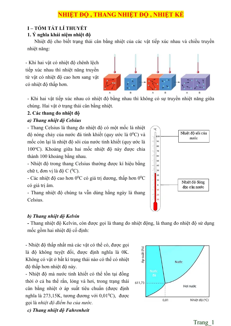 Các Dạng Toán Bài Nhiệt Độ Thang Nhiệt Độ Nhiệt Kế Vật Lí 12