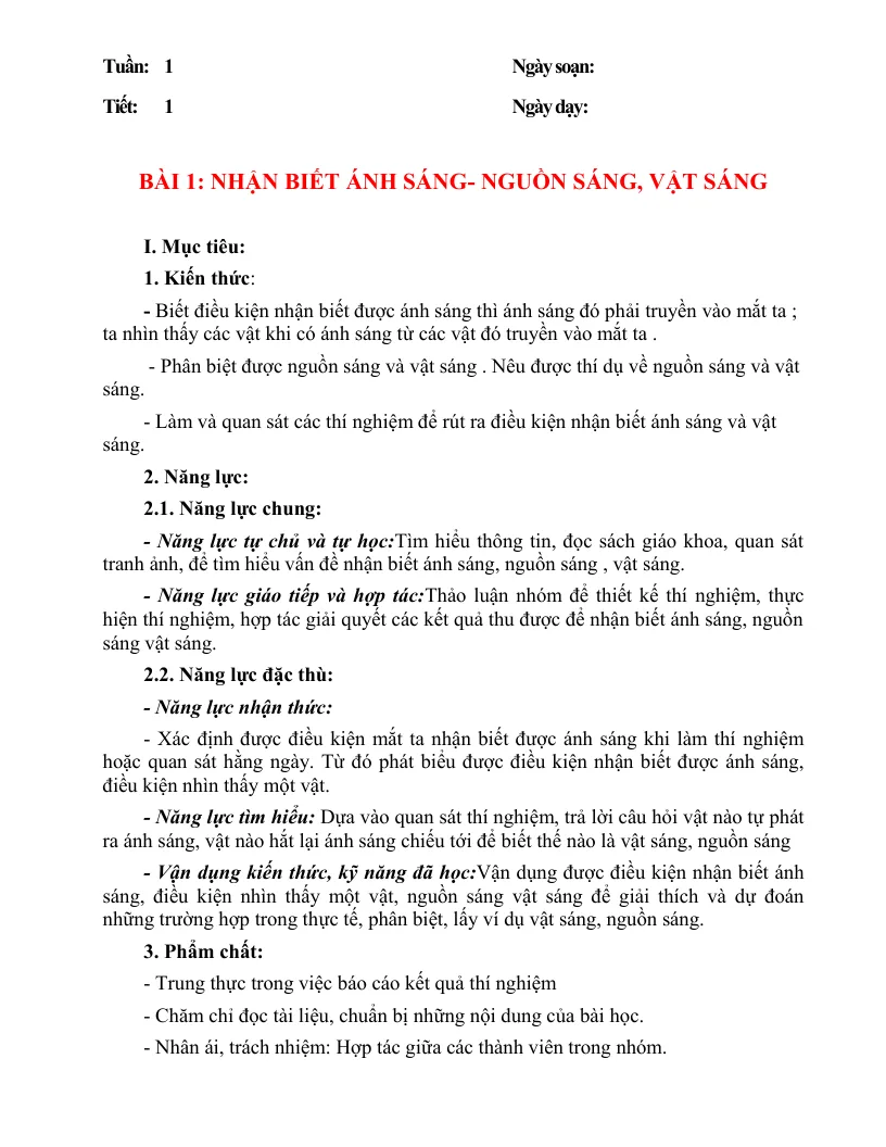 Giáo Án Môn Vật Lí 7 Cả Năm Theo Công Văn 5512