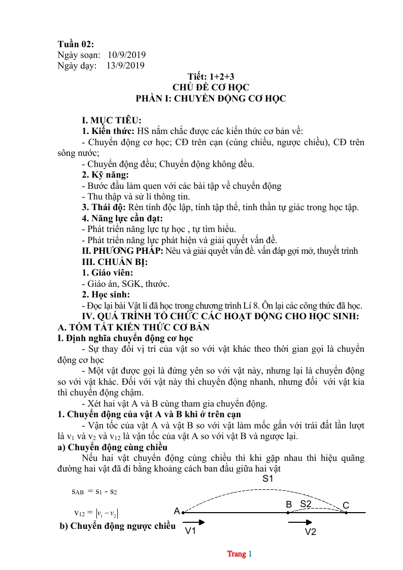 Giáo Án Bồi Dưỡng HSG Môn Lý 8 Cả Năm