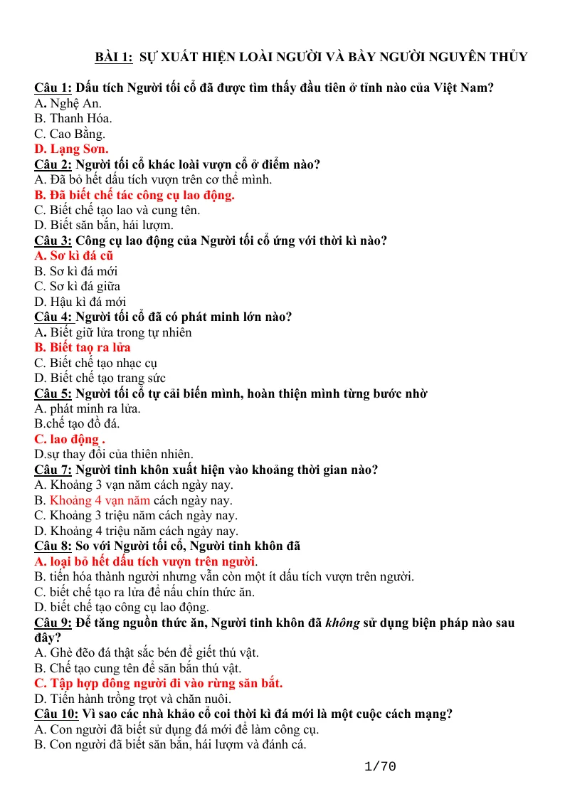 550 câu hỏi trắc nghiệm lịch sử lớp 10 cả năm có đáp án.