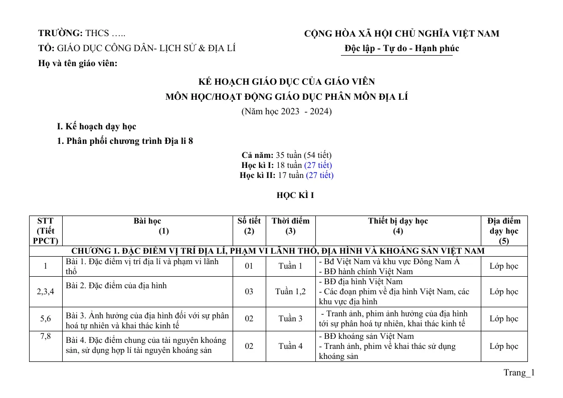 Phụ Lục 3 Lịch Sử 8 2023 - 2024