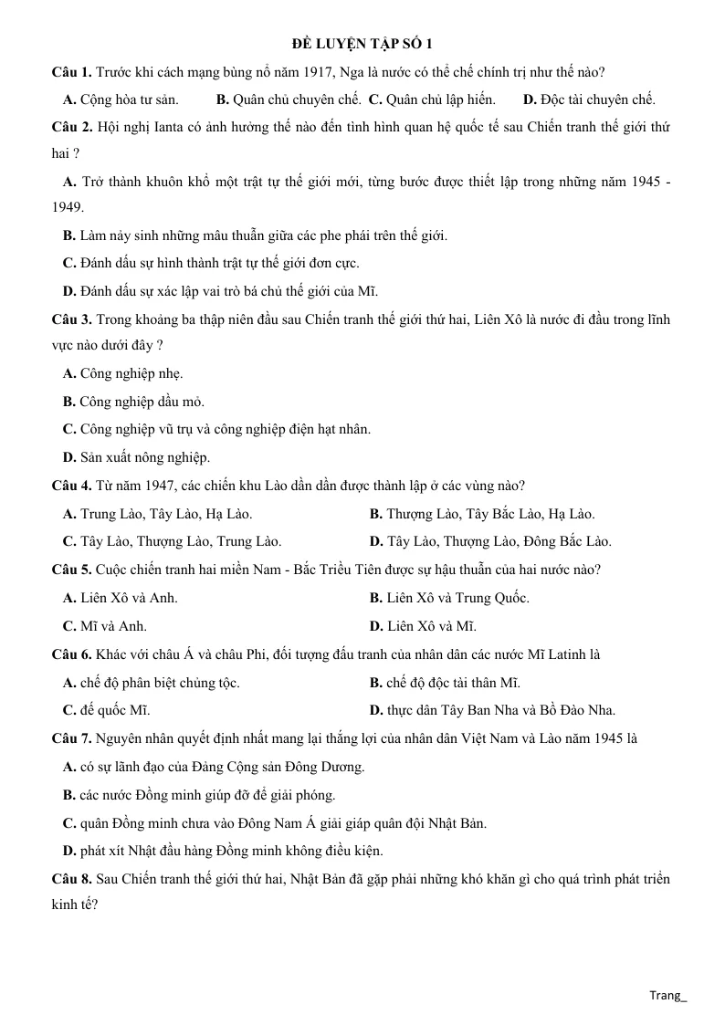 15 Đề Thi Thử THPT Môn Sử 2019