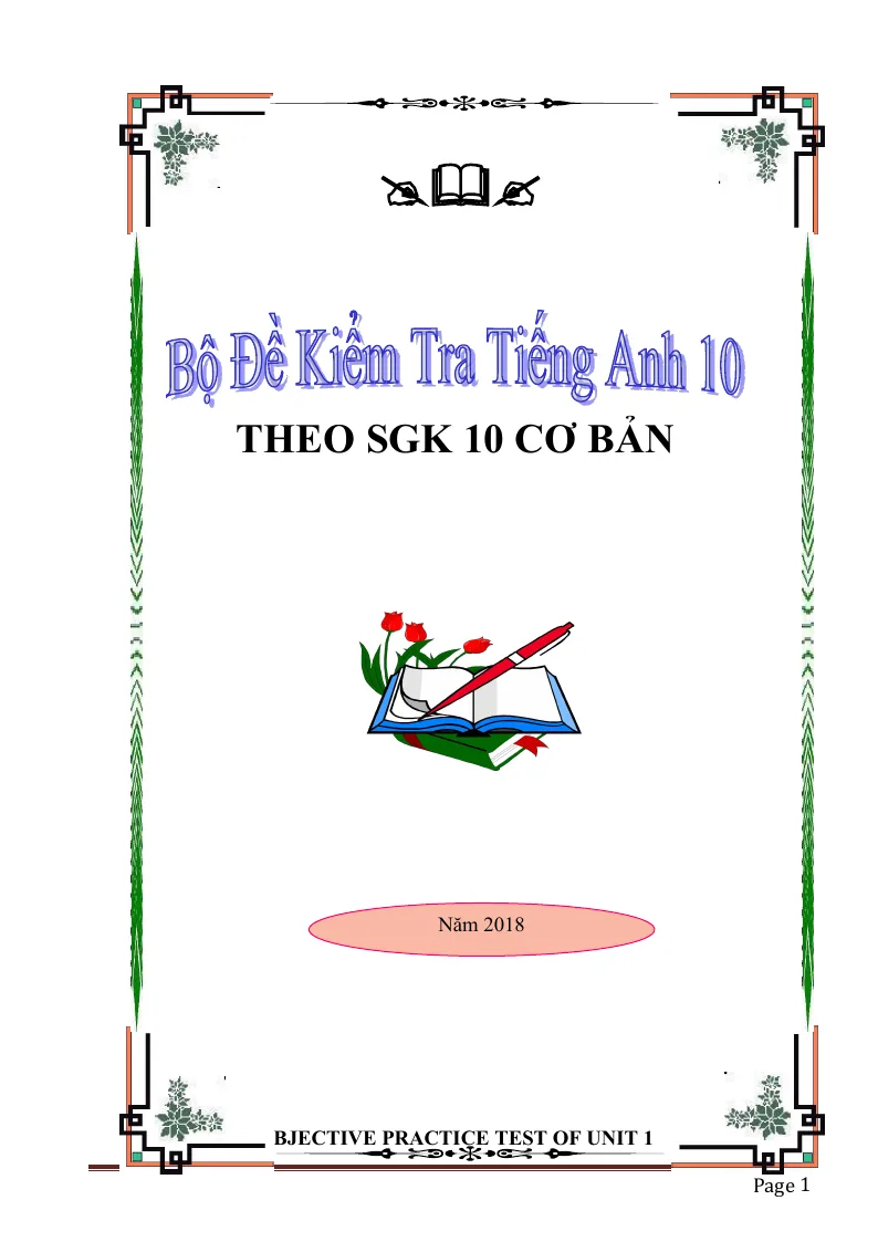 Ngân Hàng Đề Kiểm Tra Tiếng Anh 10