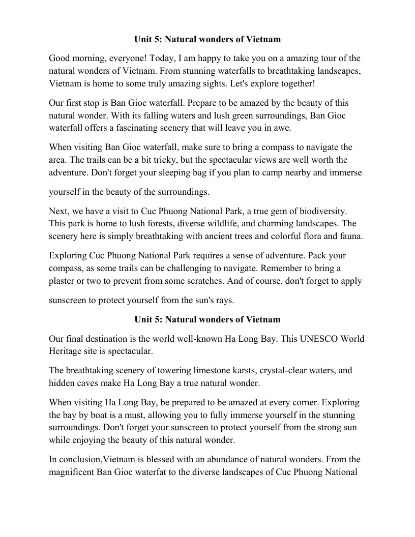 Bài Thuyết Trình Tiếng Anh 6 Unit 5 Natural Wonders Of Viet Nam Có File Nghe