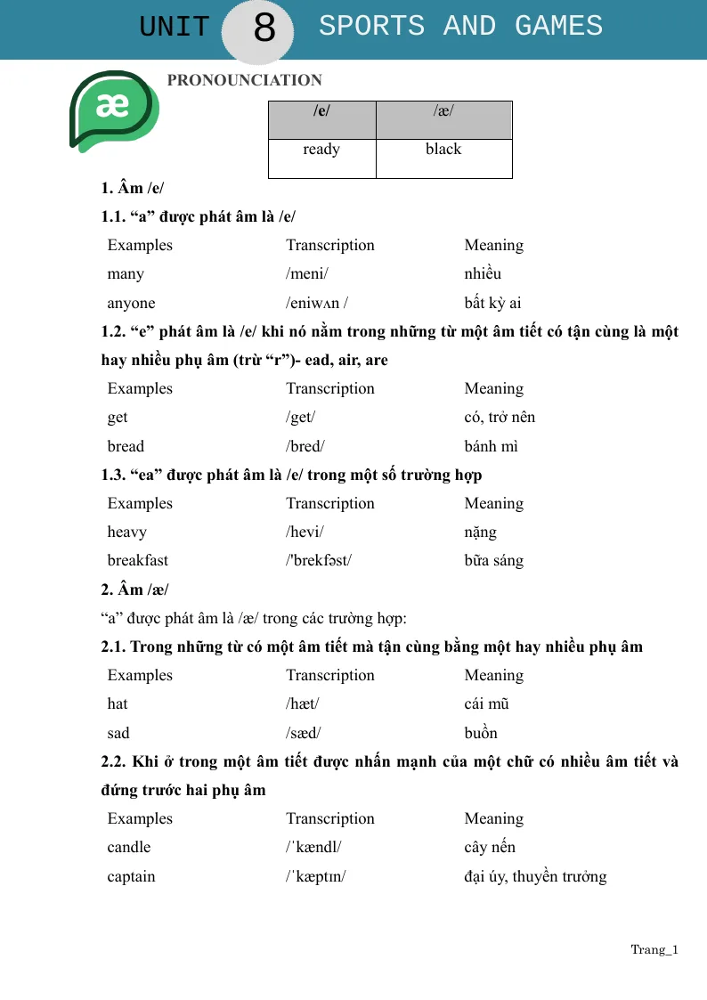 Bài Tập Tiếng Anh 6 Unit 8 Sports And Games Có File Nghe Và