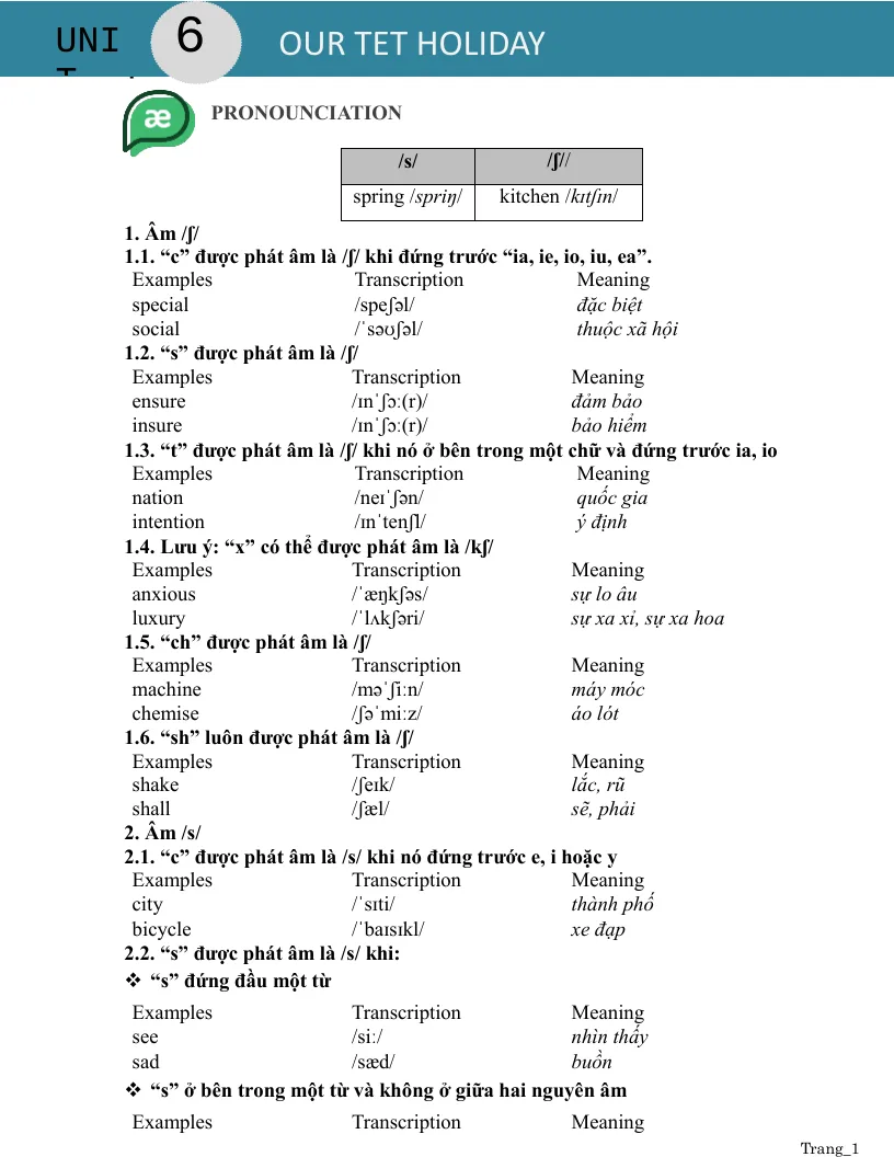 Bài Tập Tiếng Anh 6 Unit 6 Our Tet Holiday Có File Nghe Và