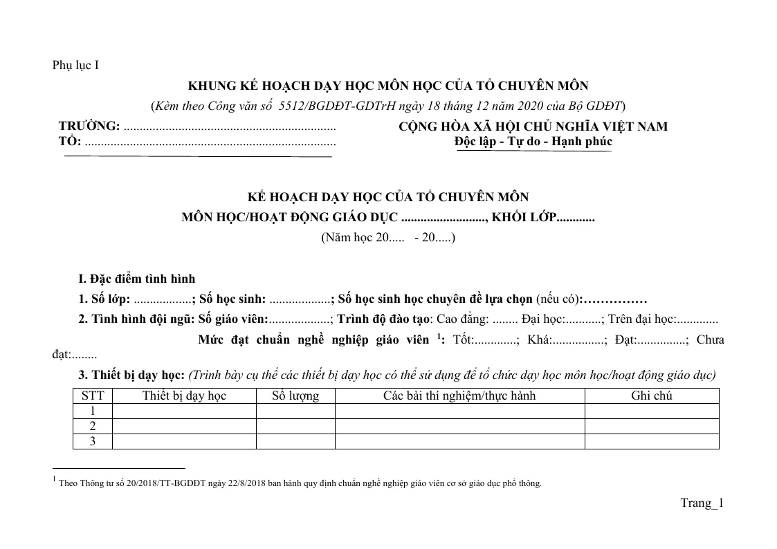 Kế Hoạch Dạy Học Tiếng Anh 8
