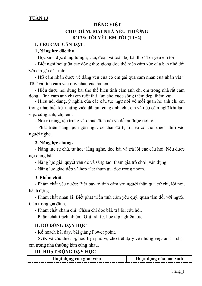 Giáo Án Tiếng Việt 3 Tuần 13