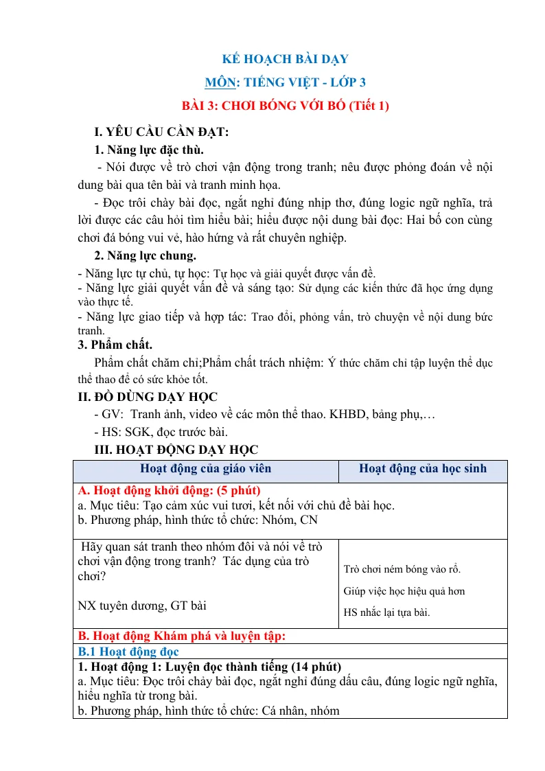 Giáo Án Tiếng Việt Lớp 3 Tuần 24