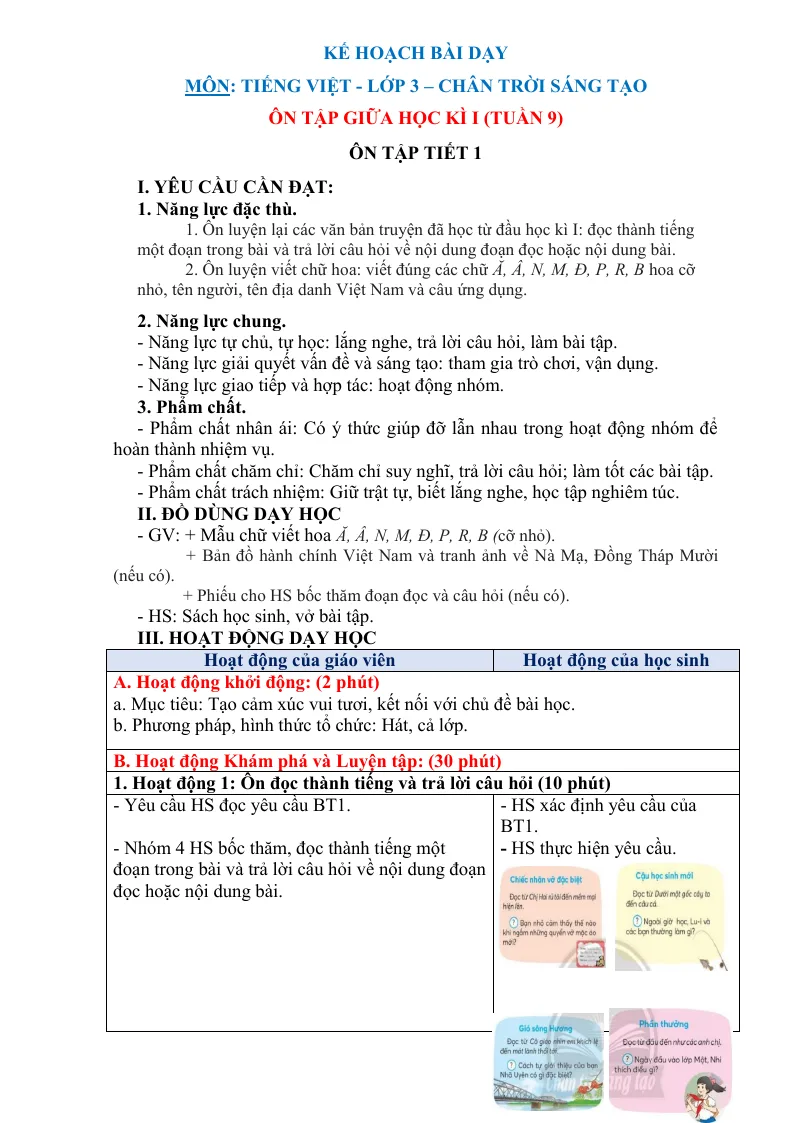 Giáo Án Tiếng Việt 3 Tuần 9