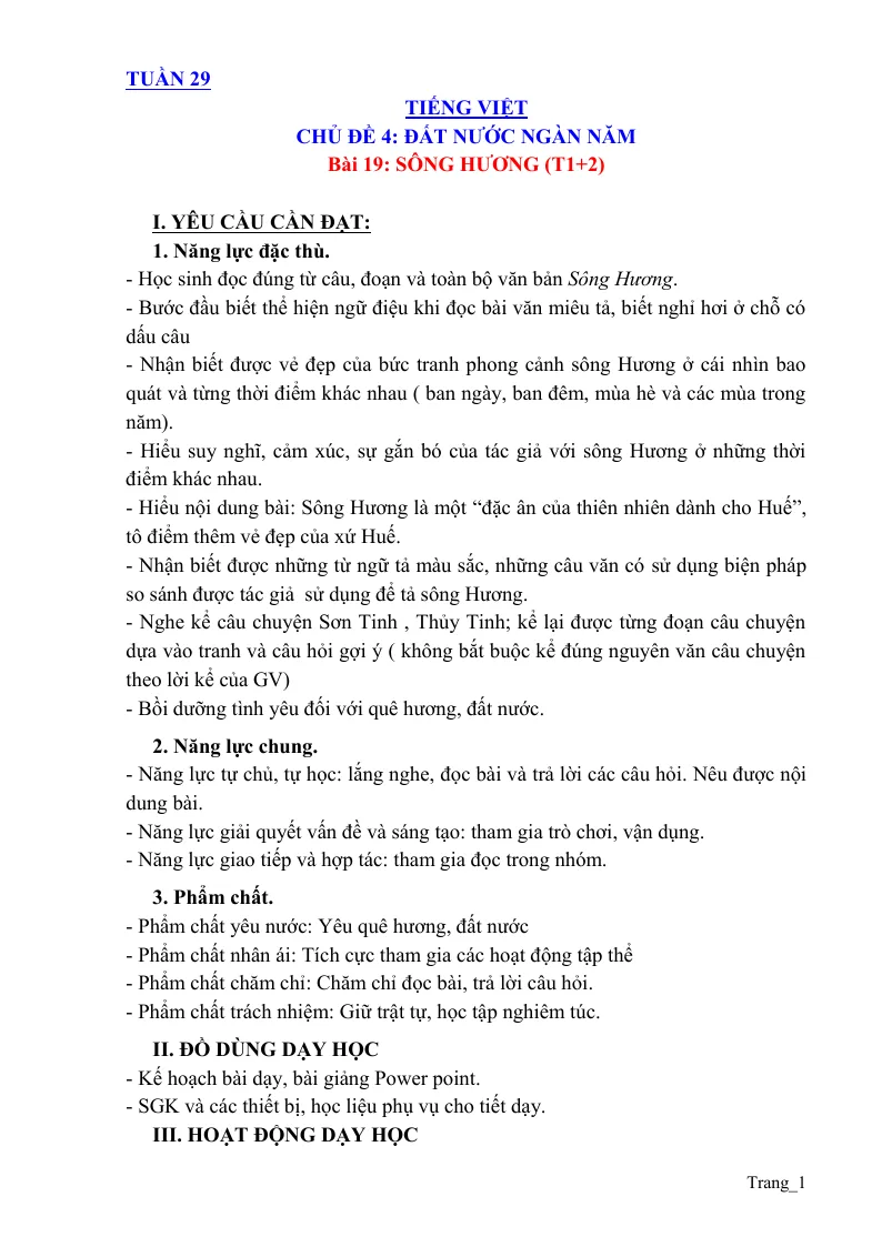 Giáo Án Tiếng Việt 3 Tuần 29