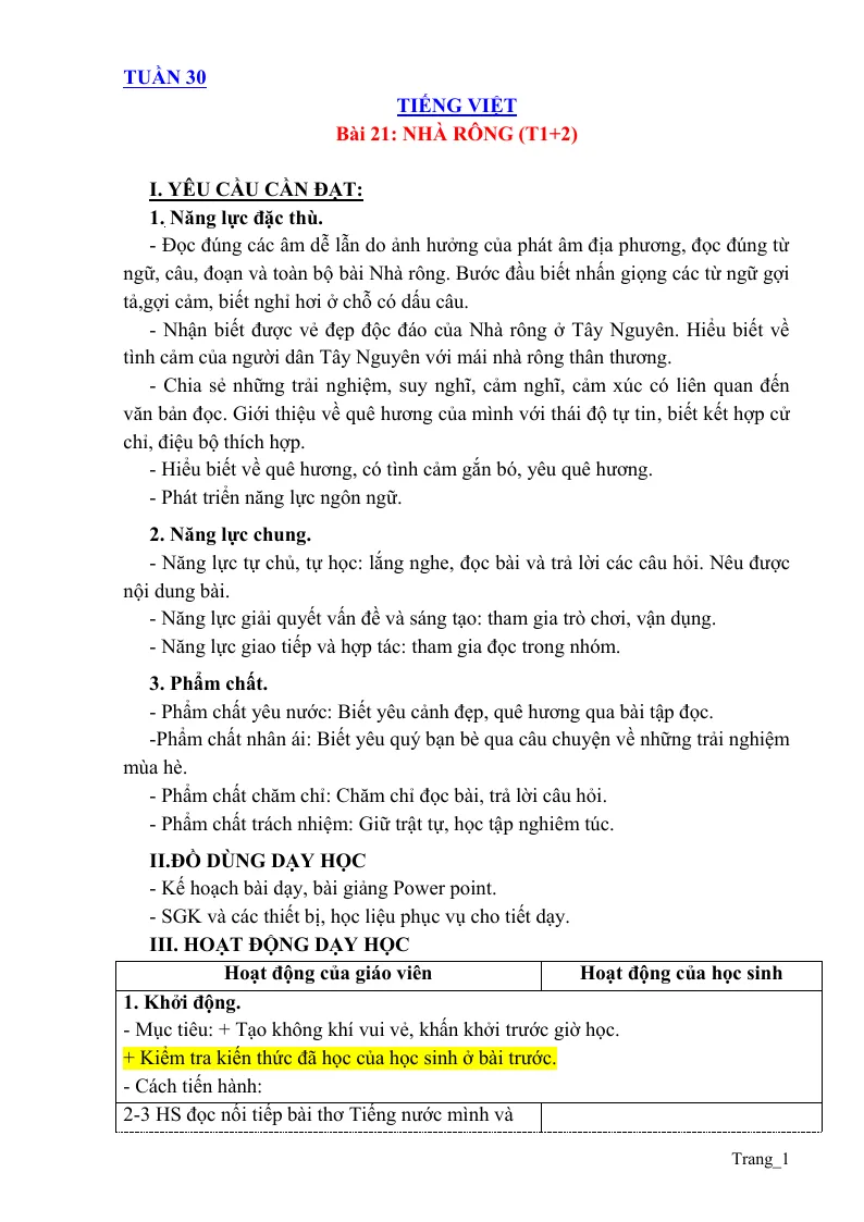 Giáo Án Tiếng Việt 3 Tuần 30