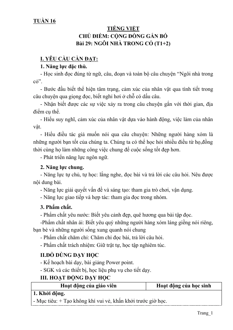 Giáo Án Tiếng Việt 3 Tuần 16
