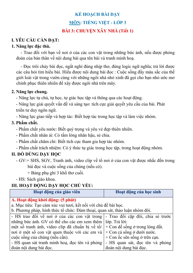 Giáo Án Tiếng Việt 3 Sách CTST Tuần 11