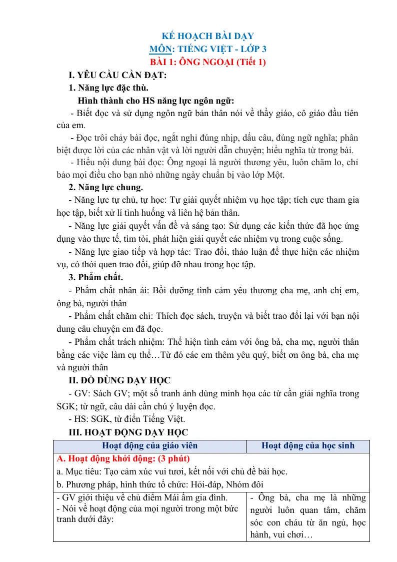 Giáo Án Tiếng Việt 3 Sách CTST Tuần 16
