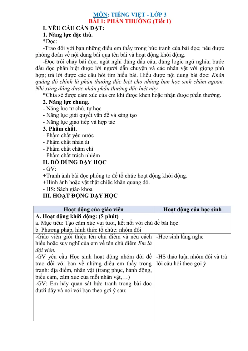 Giáo Án Tiếng Việt 3 Tuần 7